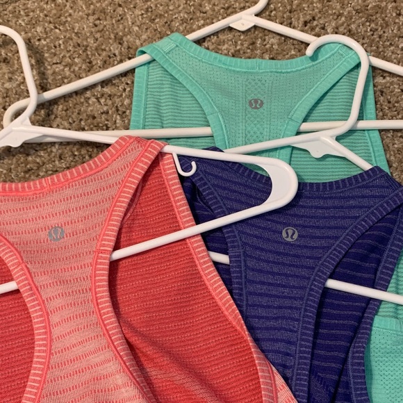 lululemon bundle of Tank Tops in Teal, Pink, and Blue - Picture 5 of 6